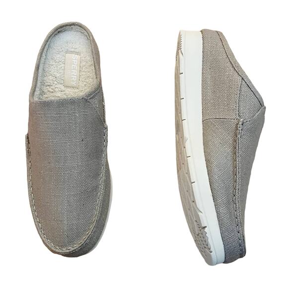 SPERRY Taupe Moc-Sider Mule Hemp Clogs Faux Fur Lining Men Slip On Comfort 8 NWT - Picture 5 of 15